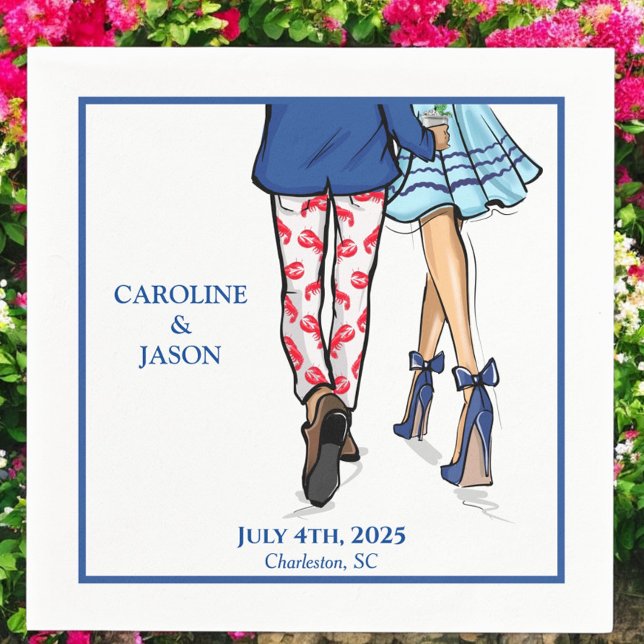 Fashion Couple Red Lobster Shower Wedding Favours Napkin (Creator Uploaded)