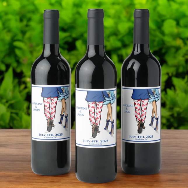 Fashion Couple Red Lobster Shower Wedding Favours Wine Label (Creator Uploaded)
