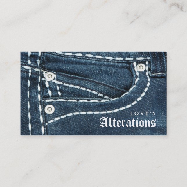 Fashion Denim Jeans Alterations Sewing Business Card (Front)