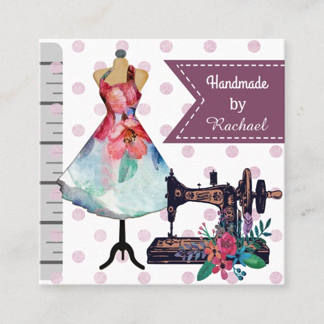 Fashion Design and Handmade Crafts Square Business Card (Front)