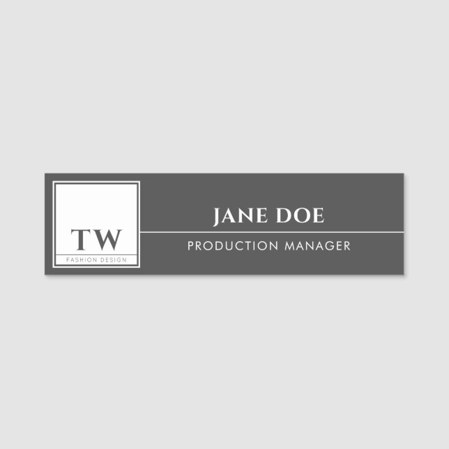 Fashion Design Dark Grey Name Tag (Front)