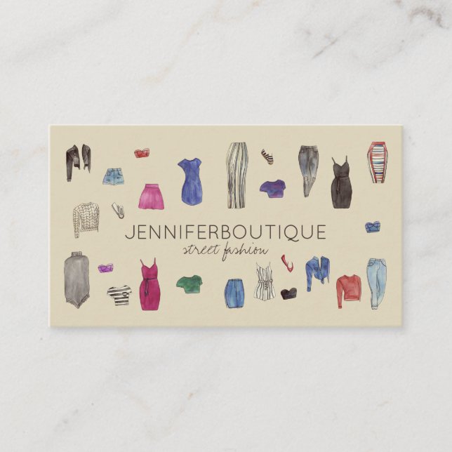 Fashion Design Laundry Stylist Sewing Tailor Cloth Business Card (Front)