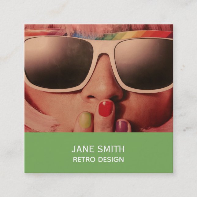 Fashion Design retro professional modern Square Business Card (Front)