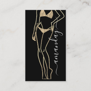 Fashion Designer Bikini Logo QR Grey Black Gold Business Card