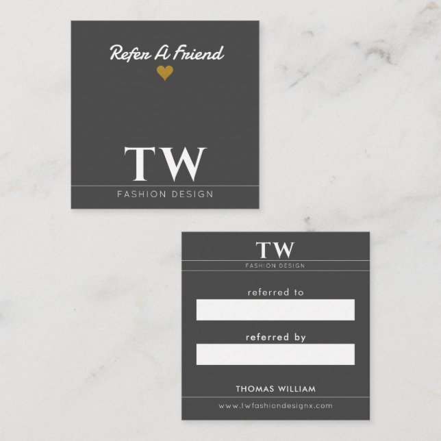Fashion Designer Black Referral Card (Front/Back)
