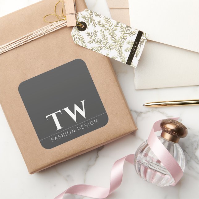 Fashion Designer Black Square Sticker (Gifting)