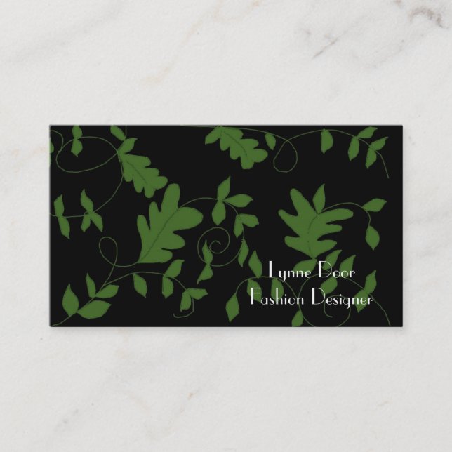 Fashion Designer Business Card Black and Green (Front)