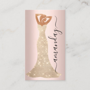 Fashion Designer Dress Logo QR Rose Gold Business Card