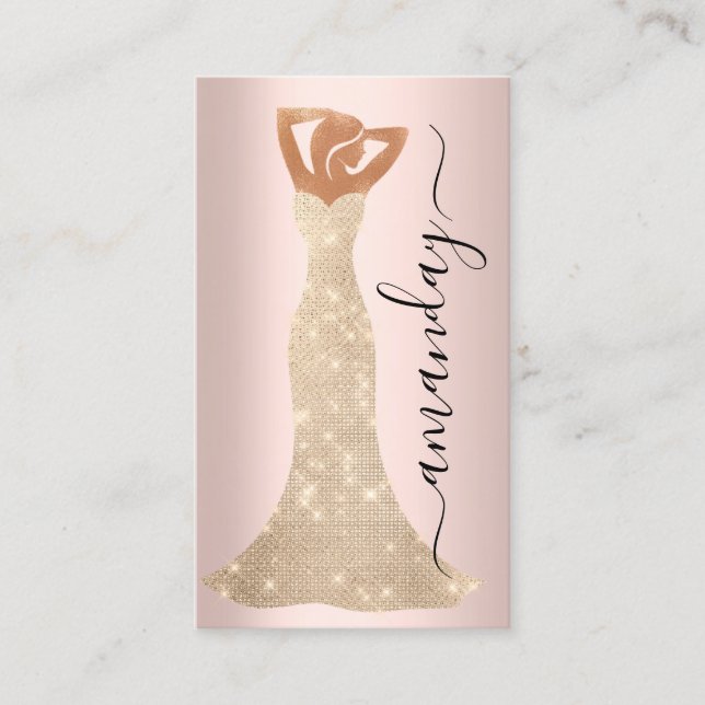 Fashion Designer Dress Logo QR Rose Gold  Business Card (Front)