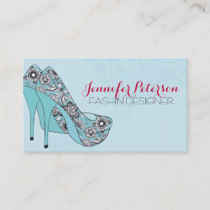 Fashion Designer Elegant Floral Stiletto Shoes 2 Business Card
