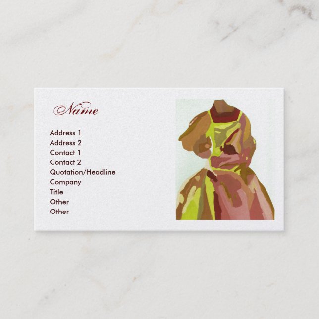 "Fashion Designer" Golden Brown Dress Business Card (Front)