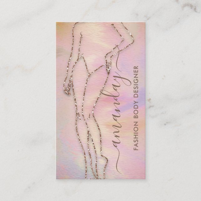 Fashion Designer Logo QR Rose Body Shape BeautySPA Business Card (Front)