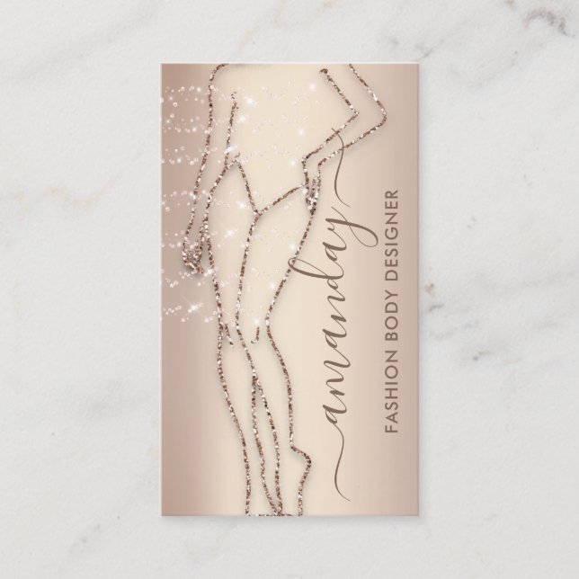 Fashion Designer Logo QR Rose Body Shape Care Business Card (Front)