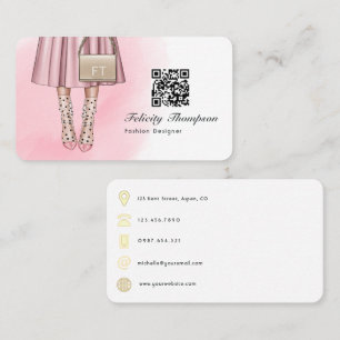 Fashion Designer Monogram QR Code Business Card