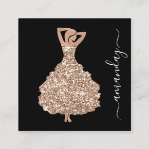 Fashion Designer Rese Glitter Dress Logo QR Square Business Card