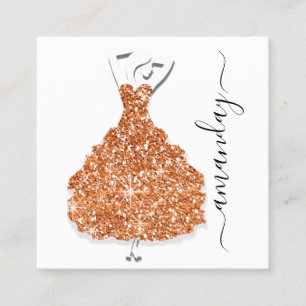 Fashion Designer Shop Glitter Dress QR Code White Square Business Card