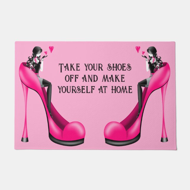 Fashion Diva in Stiletto - Pink  Doormat (Front)