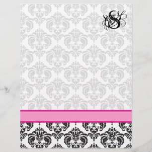 Fashion Diva Pink Raspberry Monogram Damask