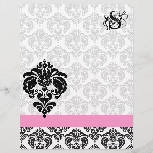 Fashion Diva Pink Raspberry Monogram Damask (Front)