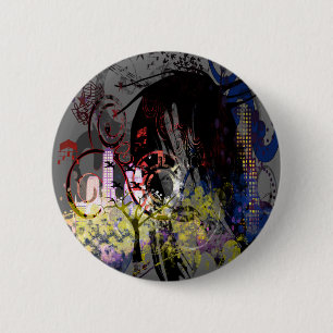 Fashion Diva Swirled 6 Cm Round Badge