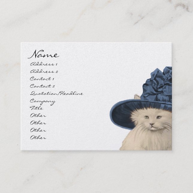 Fashion Diva Vintage Kitty Cat Business Cards Blue (Front)