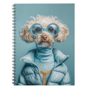 Fashion Dog In Blue Outfit Notebook