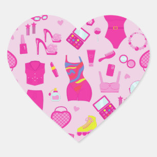 fashion doll clothes vintage 1990s pink  heart sticker