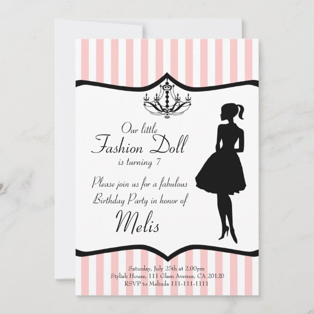 Fashion Doll Party Invitation (Front)