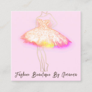 Fashion Dress Logo QR Code Body Shape Peach Square Business Card