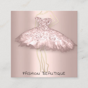 Fashion Dress Rose Blush Logo QR Code Body Square Business Card
