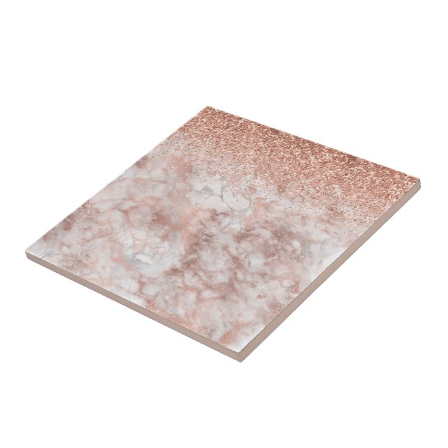 Fashion Elegant Ombre Pink Glitter Glitter Marble Tile (Side)