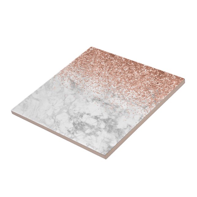 Fashion Elegant white Ombre Glitter Glitter Marble Tile (Side)