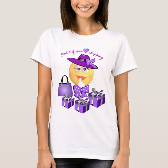 Fashion Emoji with Hat, Bag and Shopping T-Shirt (Front)
