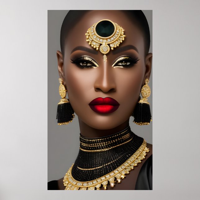 Fashion Exotic African gold Black jewelery woman Poster (Front)