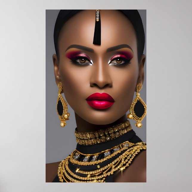 Fashion Exotic African gold diamond Black jewel Poster (Front)