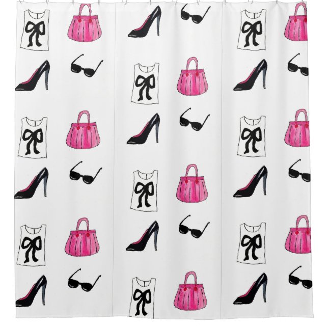 Fashion fashionista teen handbag coquette bow shower curtain (Front)