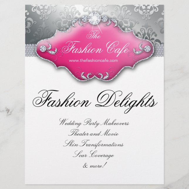 Fashion Flyer Hair Salon Damask Diamonds (Front)