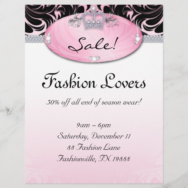 Fashion Flyer Hair Salon Jewellery Crown Pink (Front)