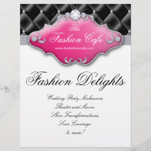 Fashion Flyer Hair Salon Satin Diamonds Black Pink