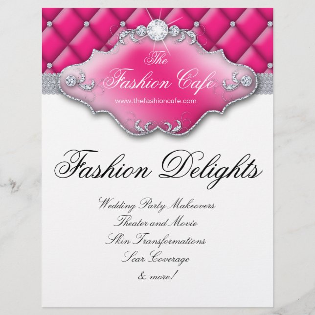 Fashion Flyer Hair Salon Satin Diamonds Pink (Front)