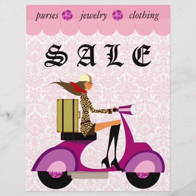 Fashion Flyer Scooter Woman Pink Damask 2 (Front)