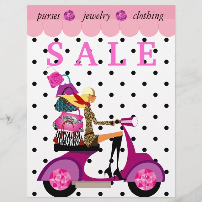 Fashion Flyer Scooter Woman Purse Handbag Dots (Front)