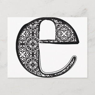 Fashion font, Letter e Postcard