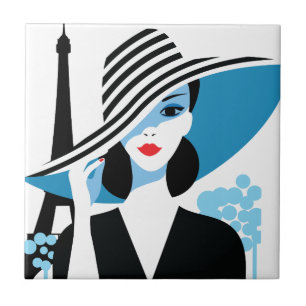 Fashion french stylish fashion chic illustration tile