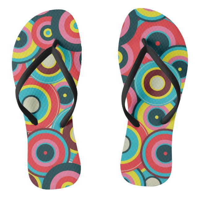  Fashion Geometric Vintage- Pattern Stylish Modern Flip Flops (Footbed)