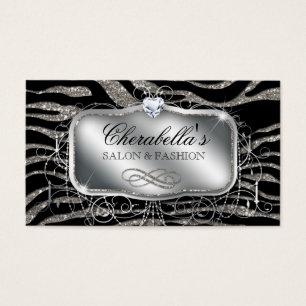 Fashion Gift Card Nail Salon Zebra Glitter Silver