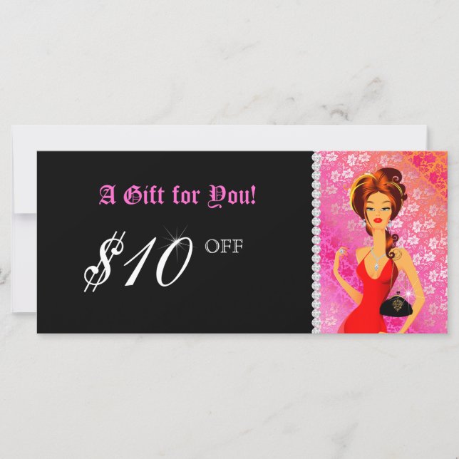 Fashion Gift Certificate Jewellery Zebra Lace Pink (Front)