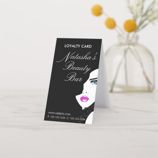 Fashion Girl Black Pink Beauty Bar Loyalty Card (Front)