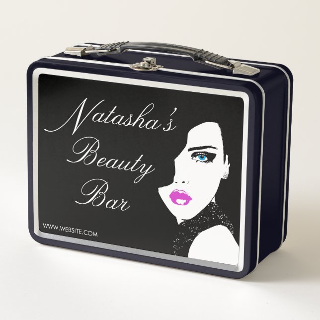 Fashion Girl Black Pink Beauty Bar Metal Box (Front)