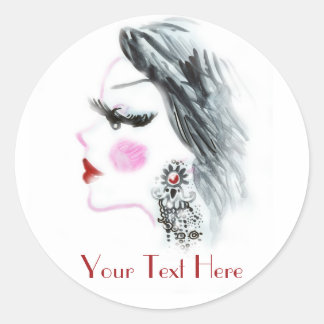 Fashion Girl Customisable Classic Round Sticker